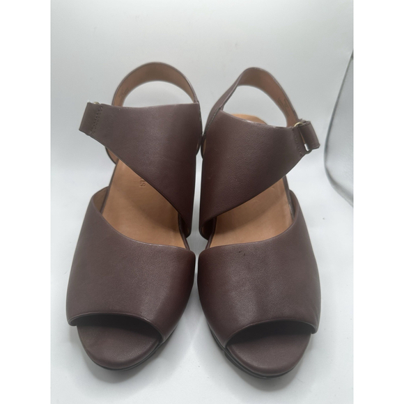 l'amour des pieds sling back heels womens 7m Shoes brown leather open toe straps - Picture 7 of 13